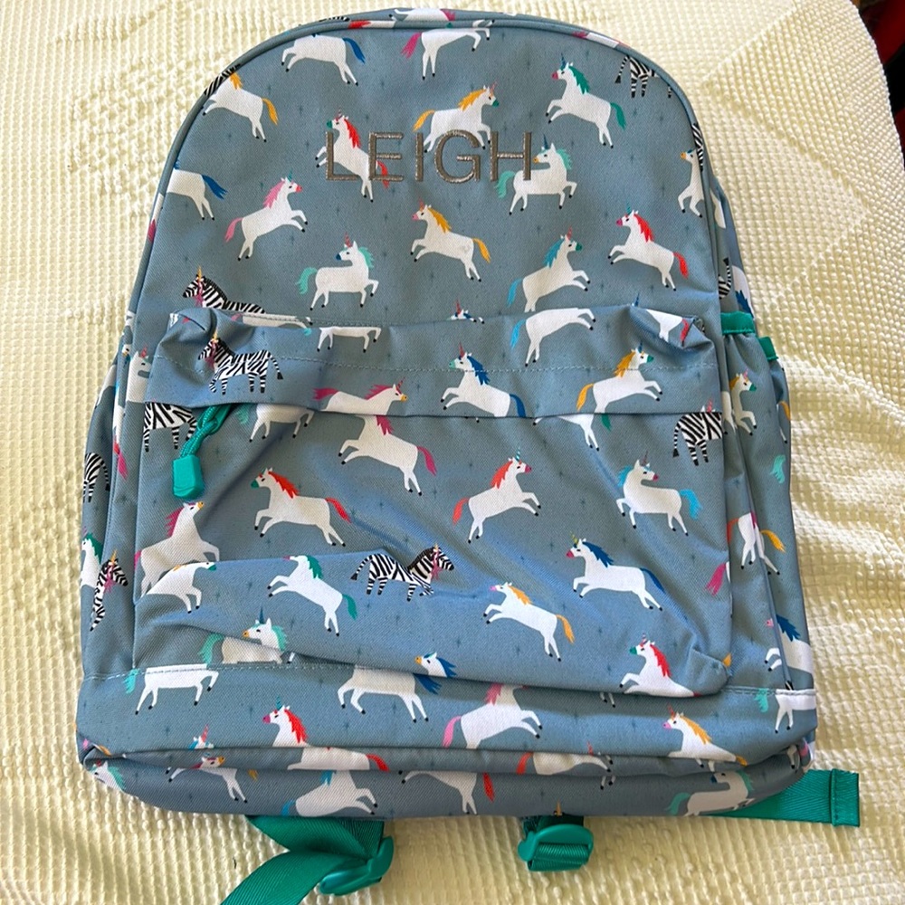 NWT Crate & Kids LEIGH Unicorn Lg Backpack School Laptop Bag Recycled